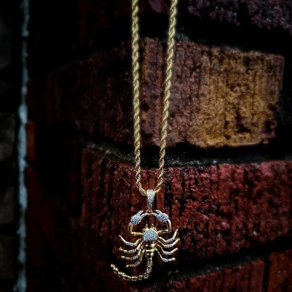14k Gp Iced Out Scorpion Necklace